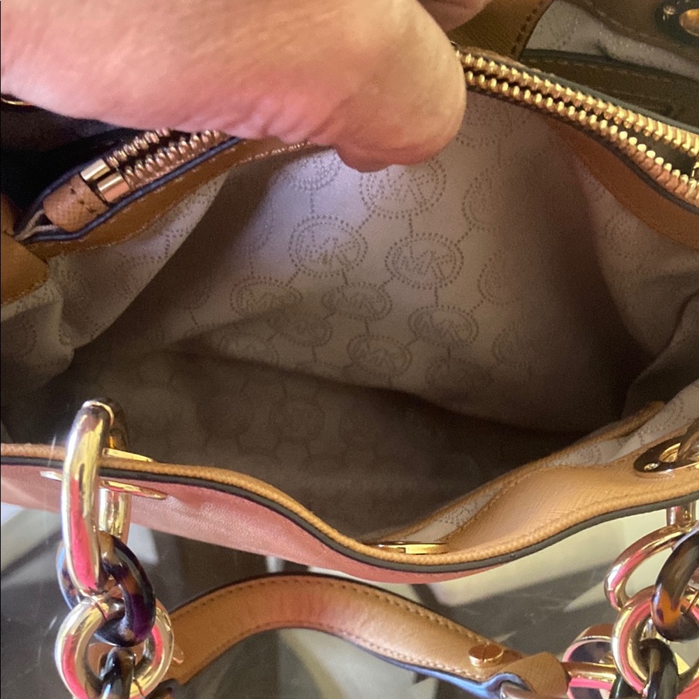 Michael Kors Brown Saffiano Leather Satchel with Gold Hardware - Picture 4 of 8